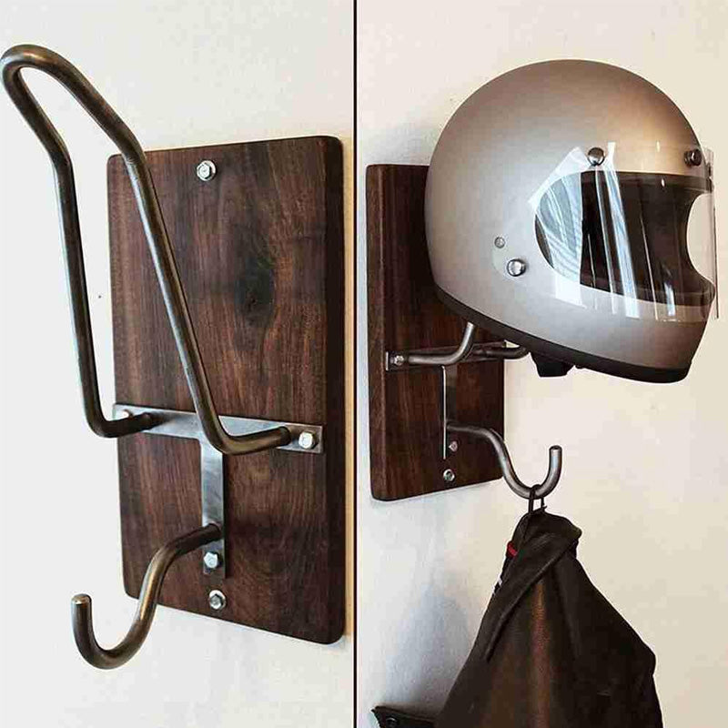 Exquisite Wandhalterung für Motorradhelme aus Holz