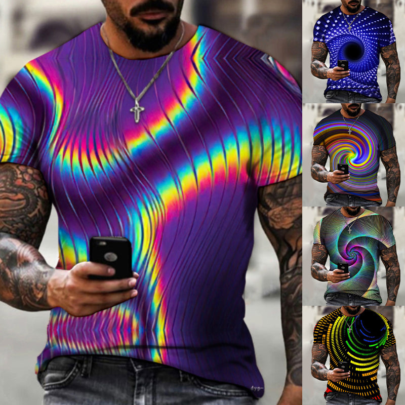 Lässiges Kurzärmliges T-Shirt mit 3D-Digitaldruck für Herren