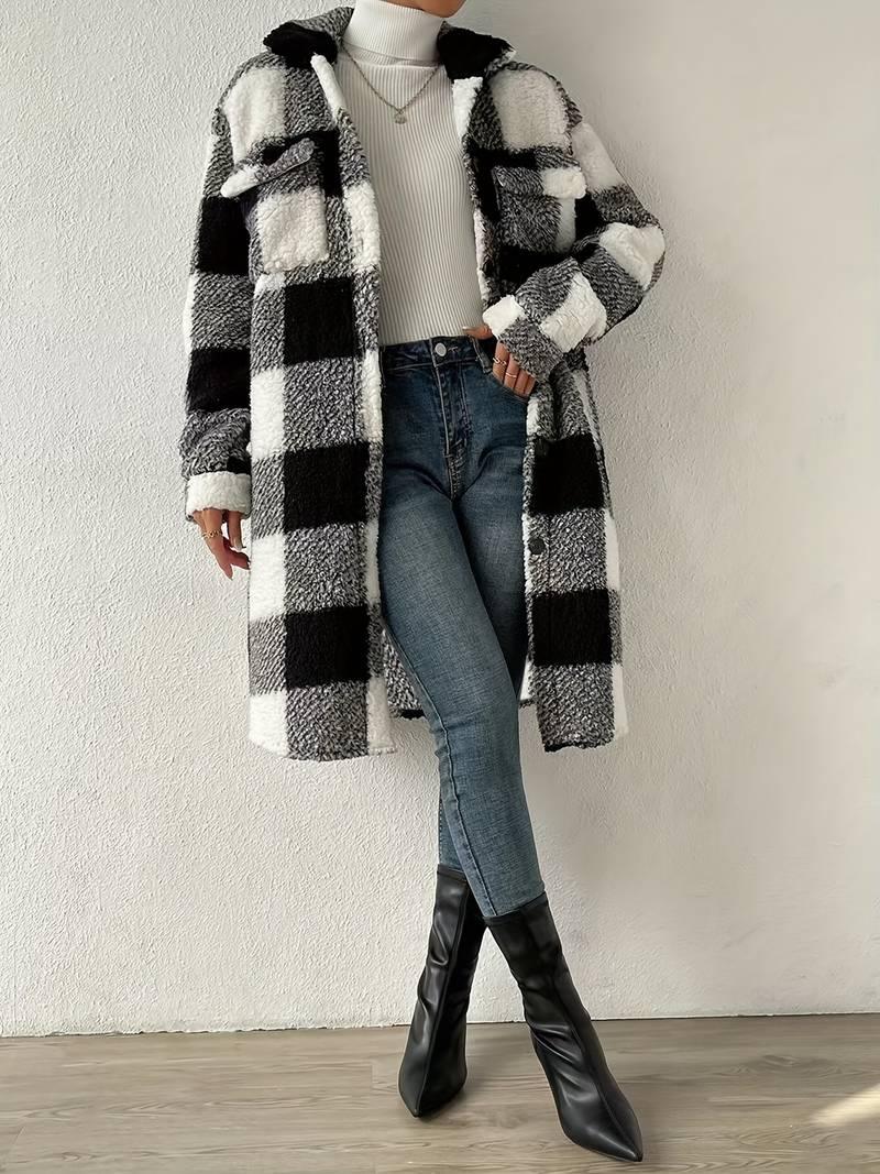 Olivia – teddyjacke mit karomuster - LOVEZOE