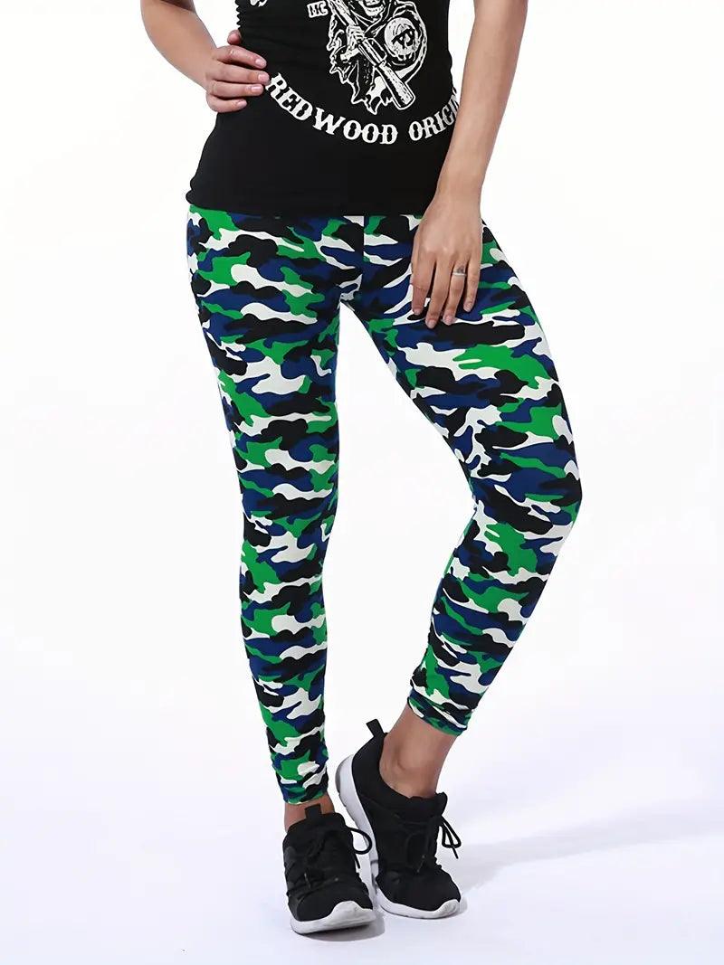 Aurora – lässige camouflage-leggings mit hoher taille - LOVEZOE