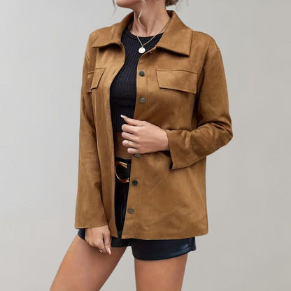 Schlichte Damen-Wildlederjacke