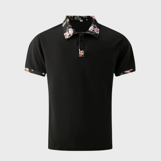 Herren-Poloshirt mit Blumendruck