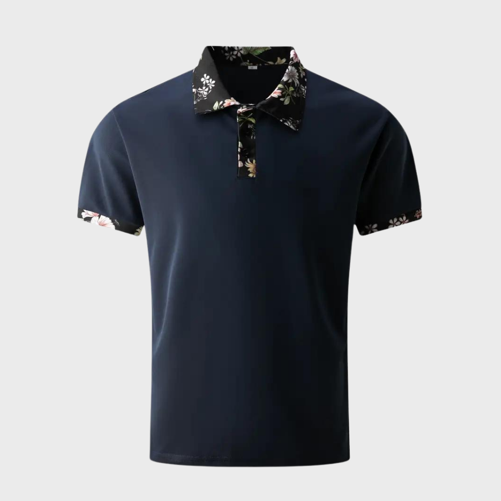 Herren-Poloshirt mit Blumendruck