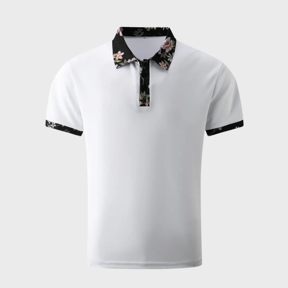 Herren-Poloshirt mit Blumendruck