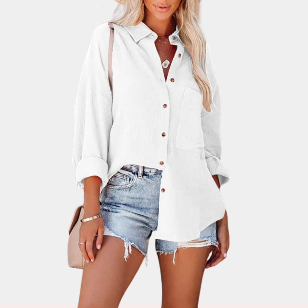 Lässige Damen Sommerbluse mit Tasche