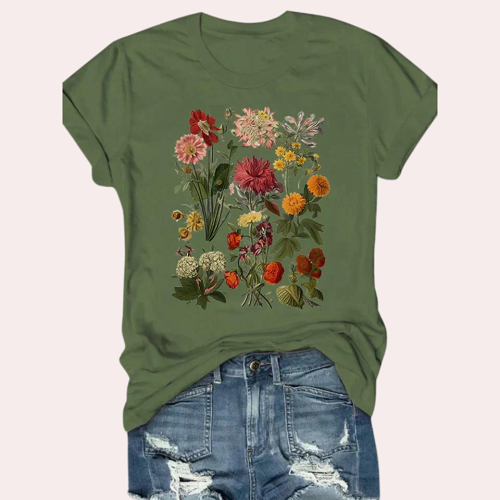 Lässiges Damen-T-Shirt mit Blumendruck