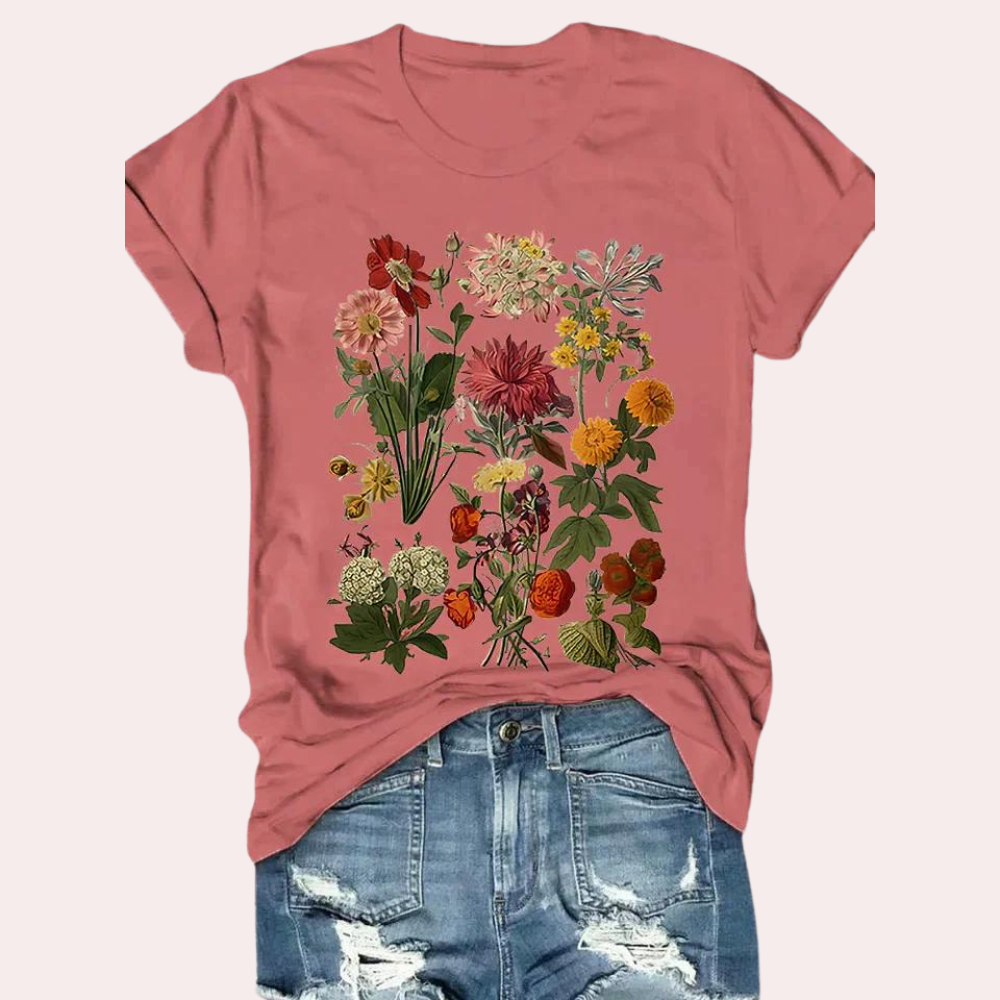 Lässiges Damen-T-Shirt mit Blumendruck