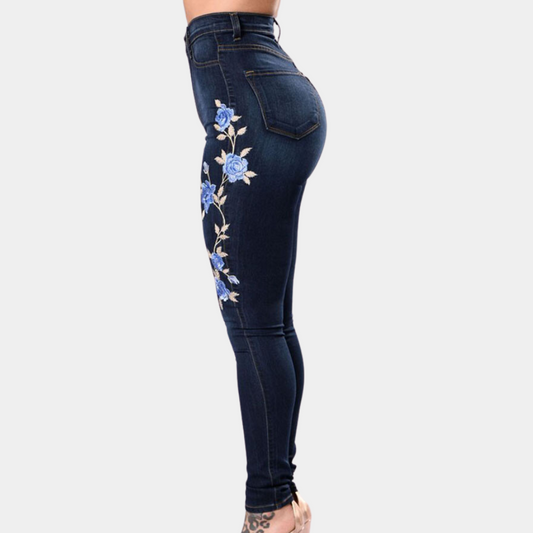 Floral bestickte Skinny Jeans für Damen