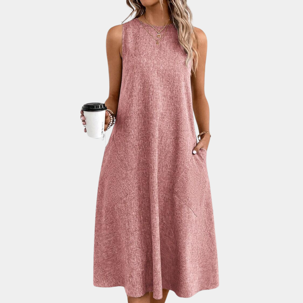 Einfaches Kleid mit Rundhalsausschnitt für Damen