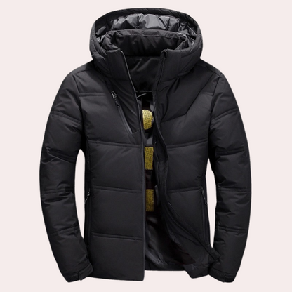 Warme Herrenjacke mit Kapuze