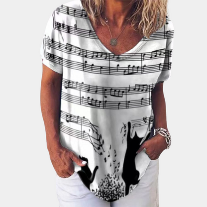 Trendiges Damen-T-Shirt mit Katzenprint