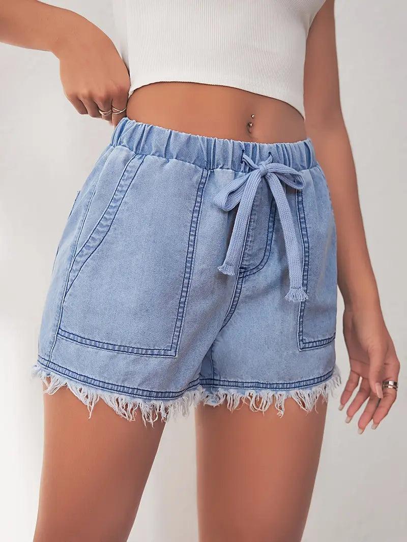 Eleanor – jeansshorts mit elastischem bund für frühling/sommer - LOVEZOE