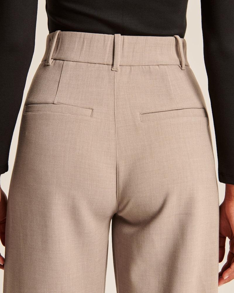 Maßgeschneiderte Hose mit weitem Bein - Taupe Farbe - LOVEZOE