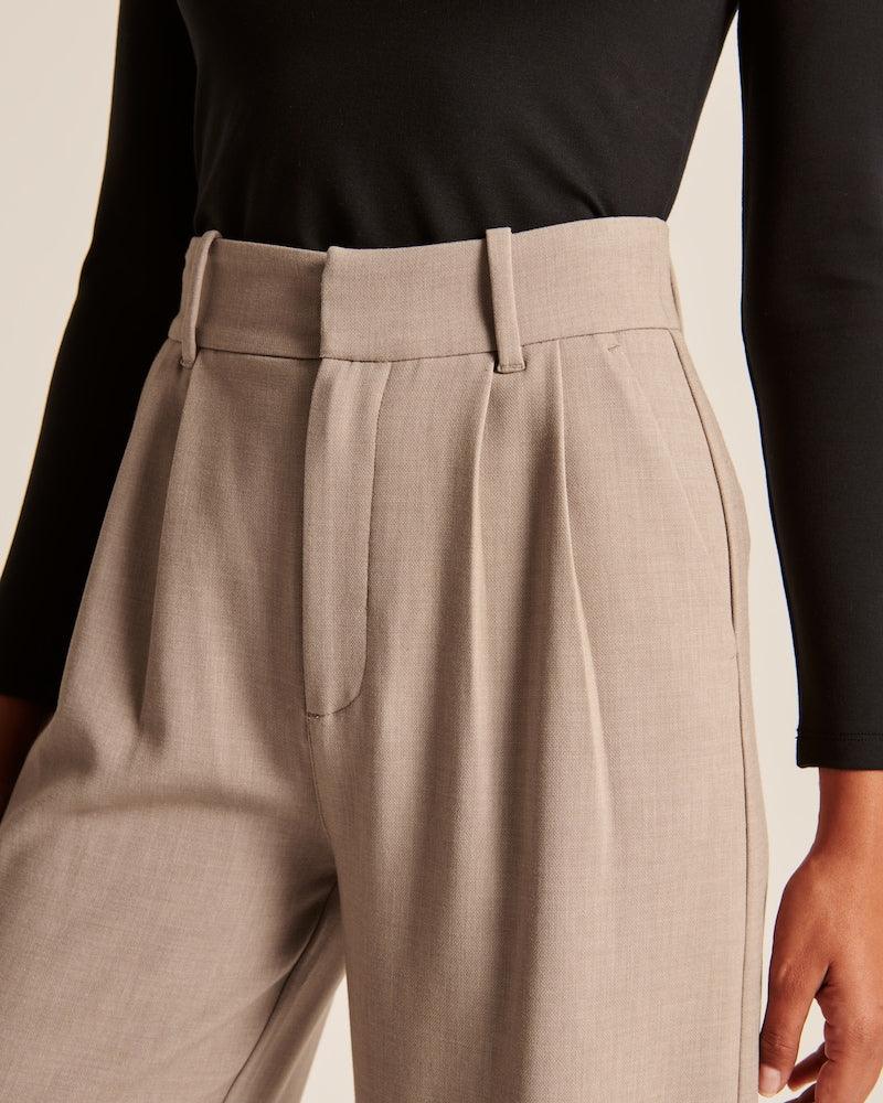 Maßgeschneiderte Hose mit weitem Bein - Taupe Farbe - LOVEZOE