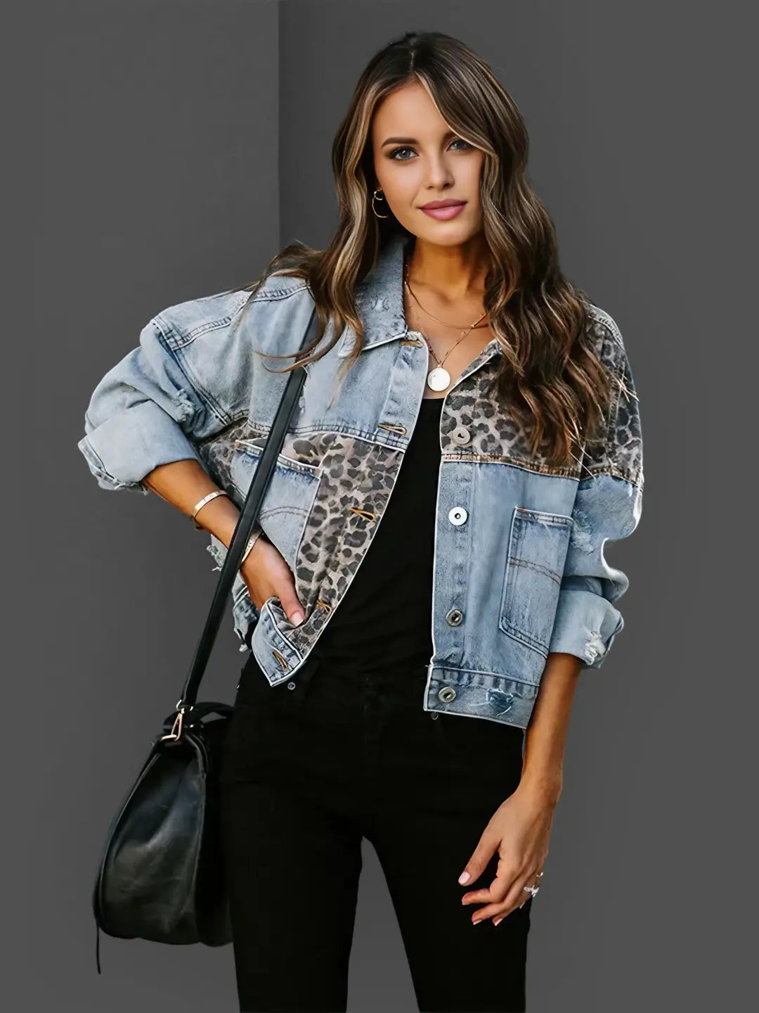 Camille™ – Leoparden-Denim-Jacke