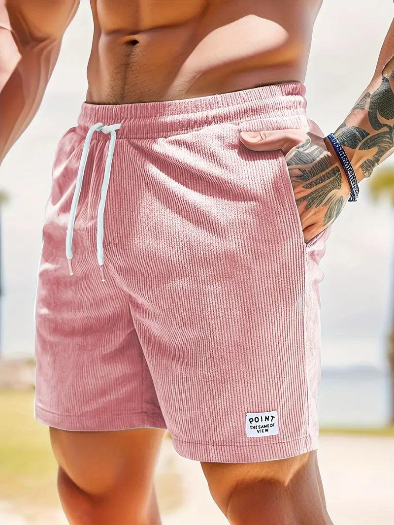 Nathan – gerippte, schmal geschnittene, bequeme shorts mit kordelzug und taschen - LOVEZOE