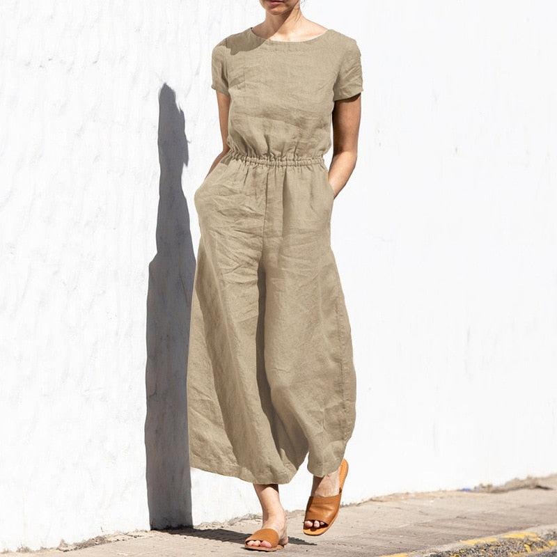 Darla - Jumpsuit aus Baumwolle und Leinen - LOVEZOE