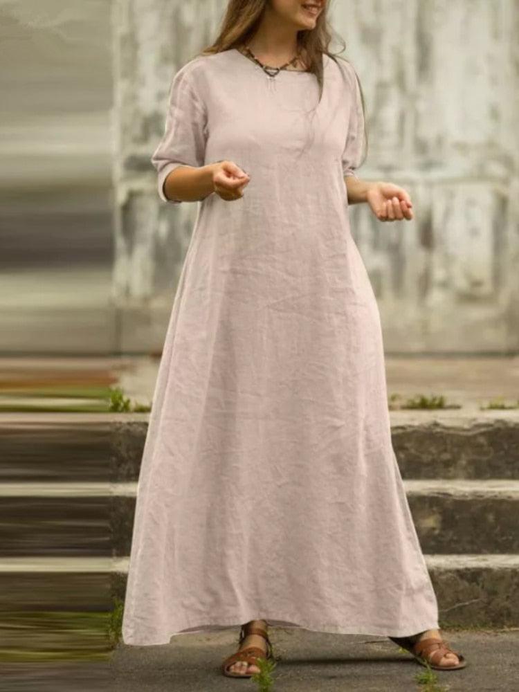 Andrea - Lässiges Kleid aus Baumwollmischung - LOVEZOE