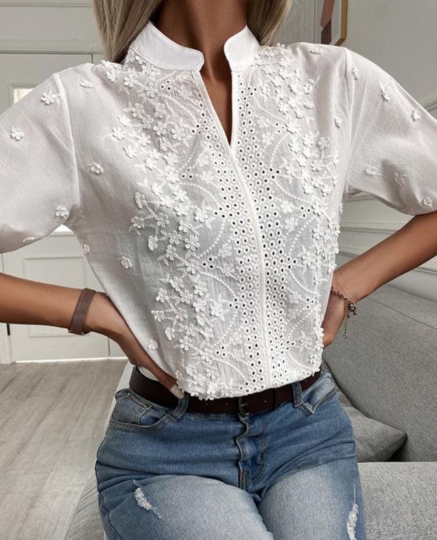 Bluse mit Spitzendetail - LOVEZOE