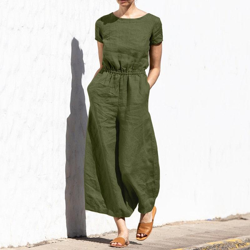 Darla - Jumpsuit aus Baumwolle und Leinen - LOVEZOE