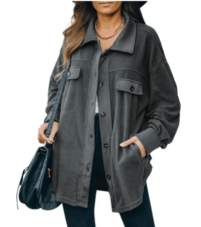 Isabella – fleecejacke mit knopfleiste - LOVEZOE