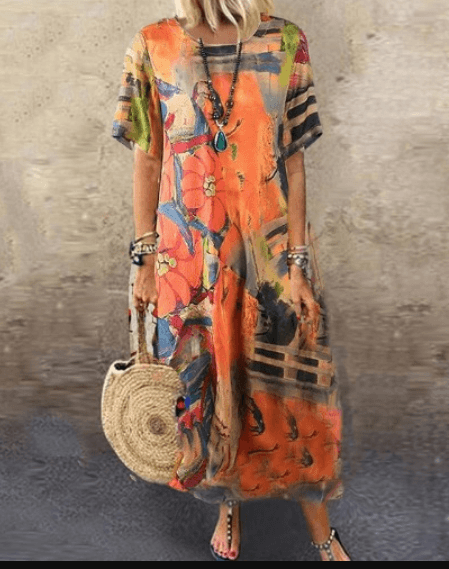 Mia – orangefarbenes maxikleid mit jacke - LOVEZOE