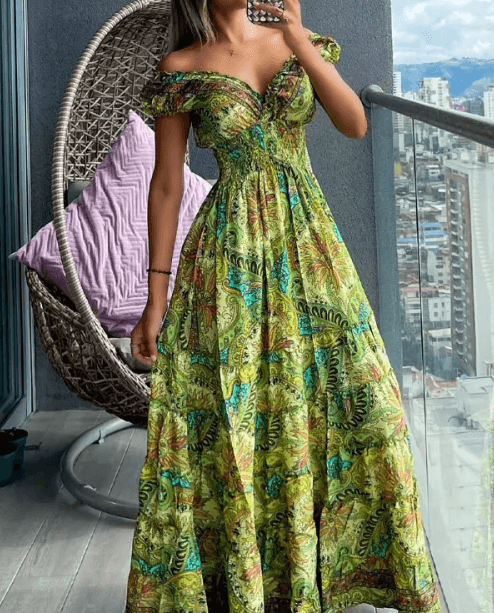 Charlotte – kurzarmkleid mit paisley-print - LOVEZOE