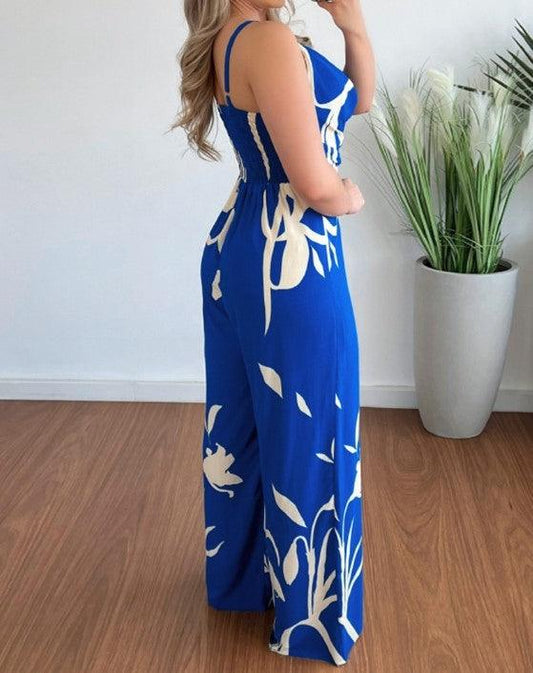 Elizabeth – jumpsuit mit weitem bein und tropischem print - LOVEZOE