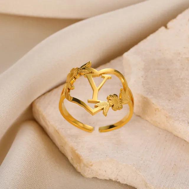 Marshien | Initialen Herz Ringe Goldschmuck - LOVEZOE