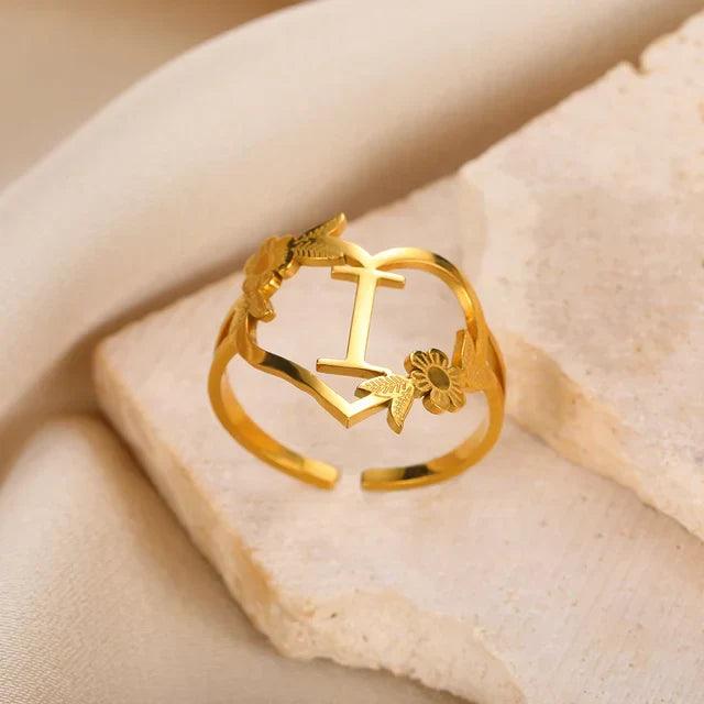 Marshien | Initialen Herz Ringe Goldschmuck - LOVEZOE