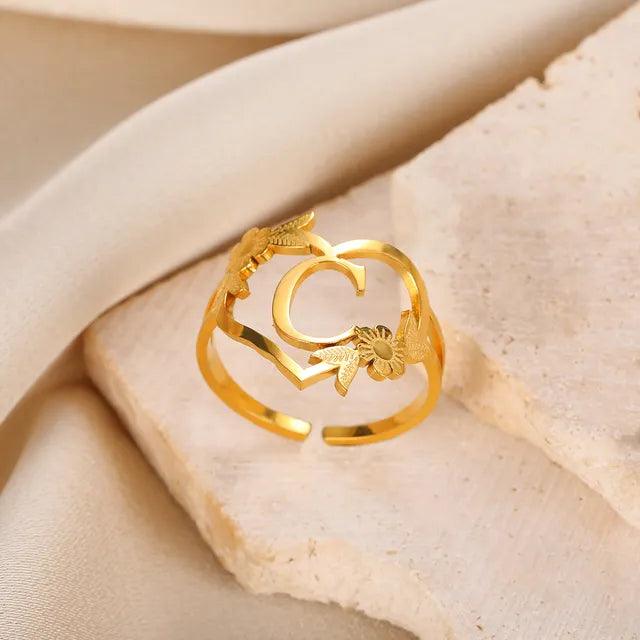 Marshien | Initialen Herz Ringe Goldschmuck - LOVEZOE