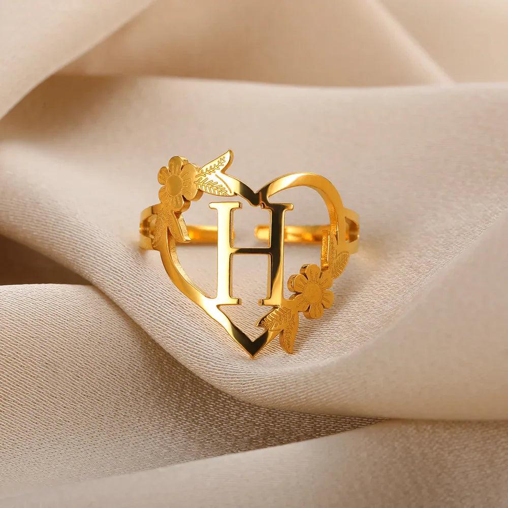 Marshien | Initialen Herz Ringe Goldschmuck - LOVEZOE