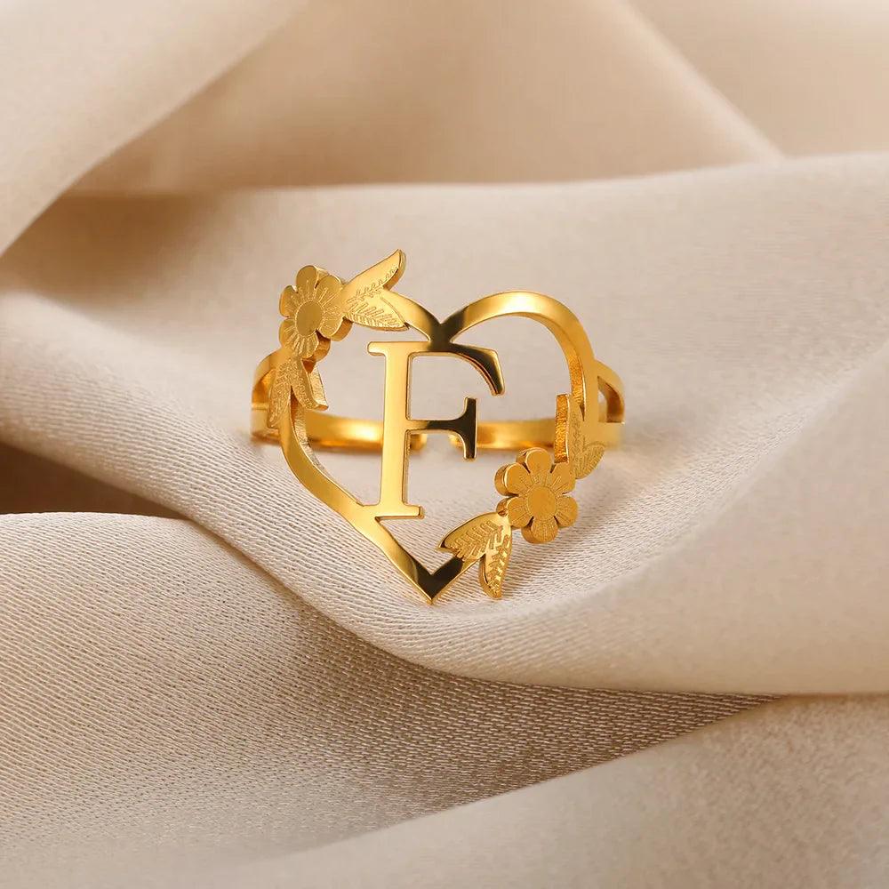 Marshien | Initialen Herz Ringe Goldschmuck - LOVEZOE