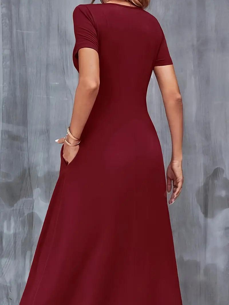 Emily – kurzarmkleid mit v-ausschnitt - LOVEZOE