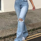 Saoirse – vintage-jeans mit hohem bund und flair - LOVEZOE