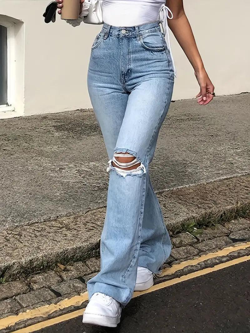 Saoirse – vintage-jeans mit hohem bund und flair - LOVEZOE