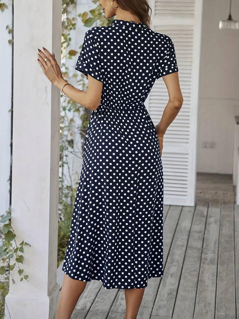 Chloe – a-linien-kleid mit polka-dot-print und v-ausschnitt - LOVEZOE