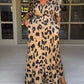 Lockeres Leopard-Maxikleid mit V-Ausschnitt