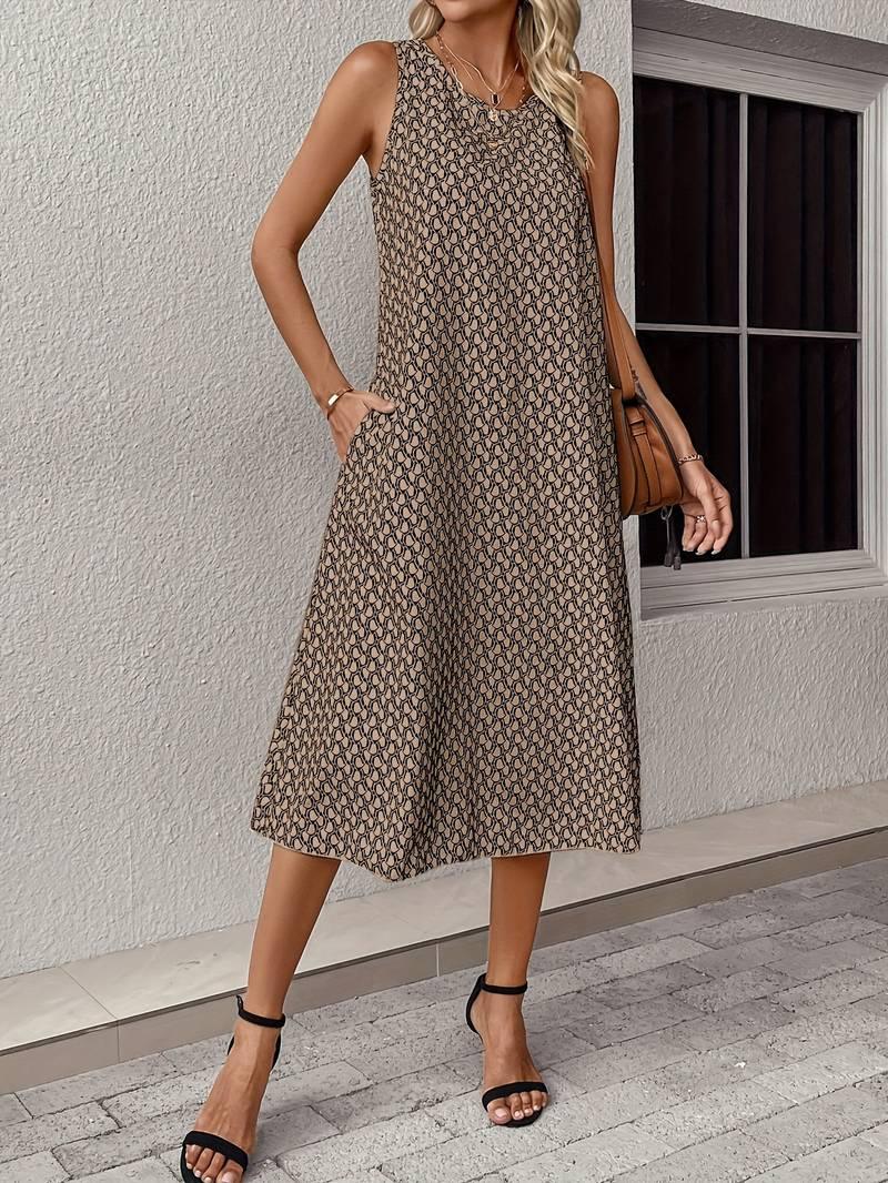 Zoe – ärmelloses boho-midikleid mit allover-print - LOVEZOE