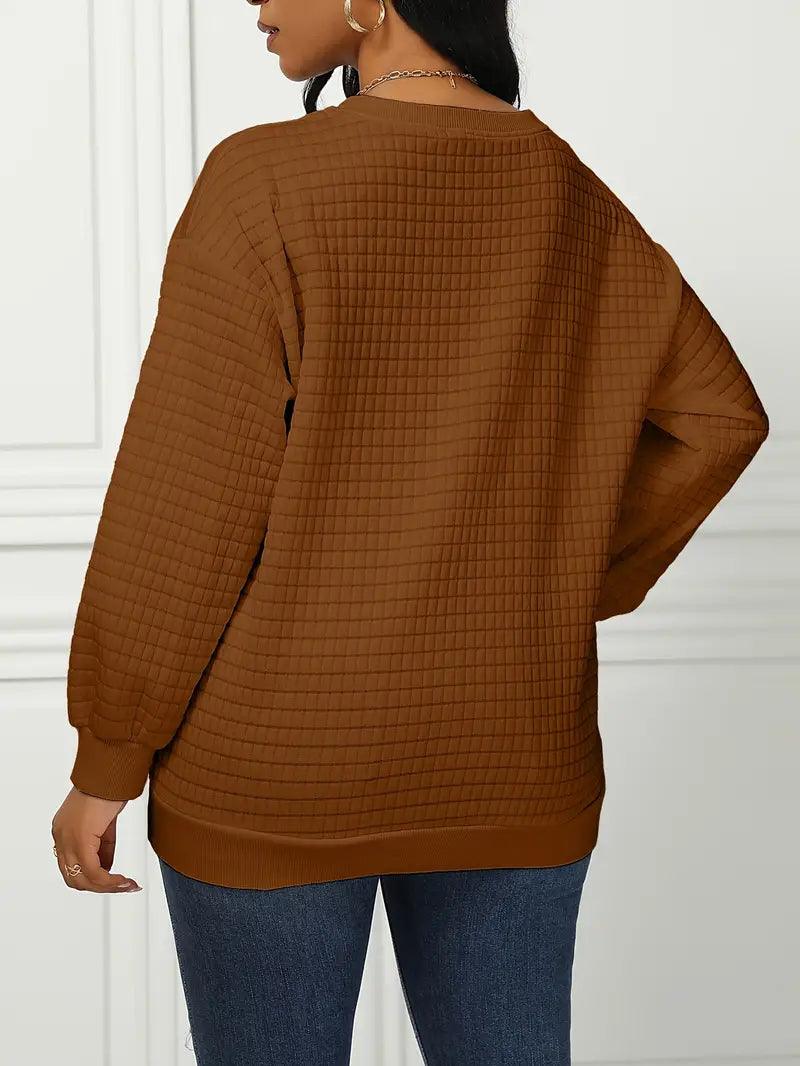 Olivia – lässiger lockerer waffelpullover - LOVEZOE