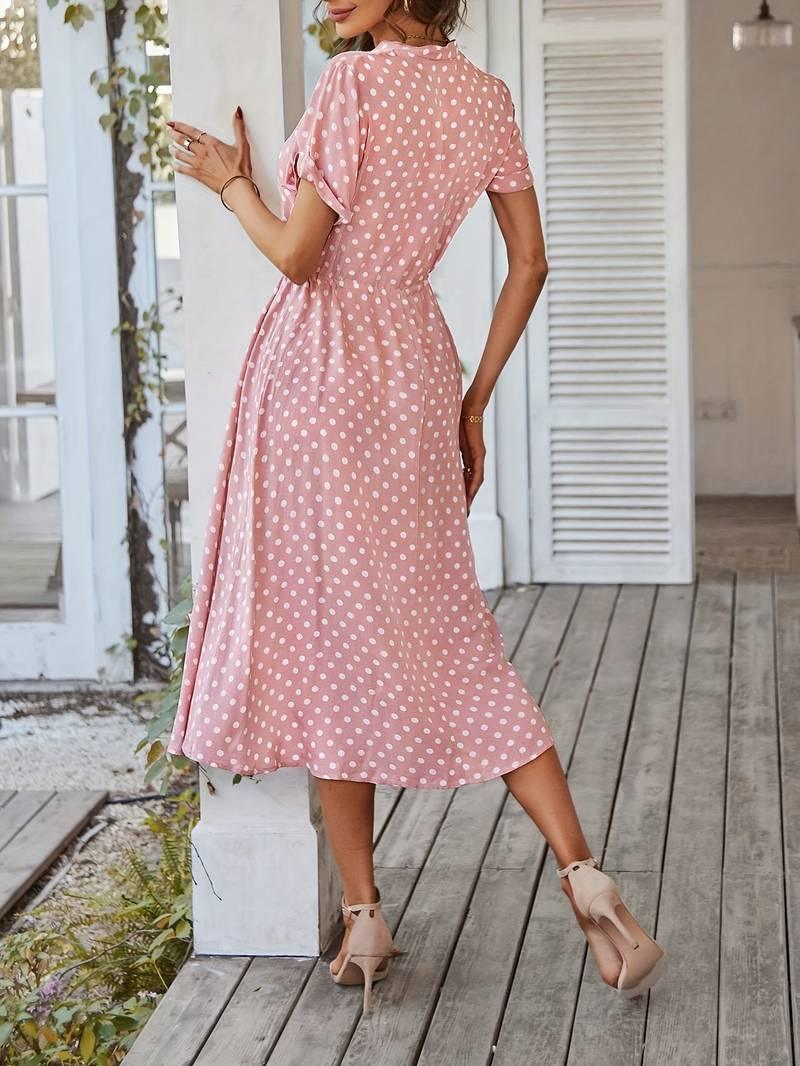 Chloe – a-linien-kleid mit polka-dot-print und v-ausschnitt - LOVEZOE