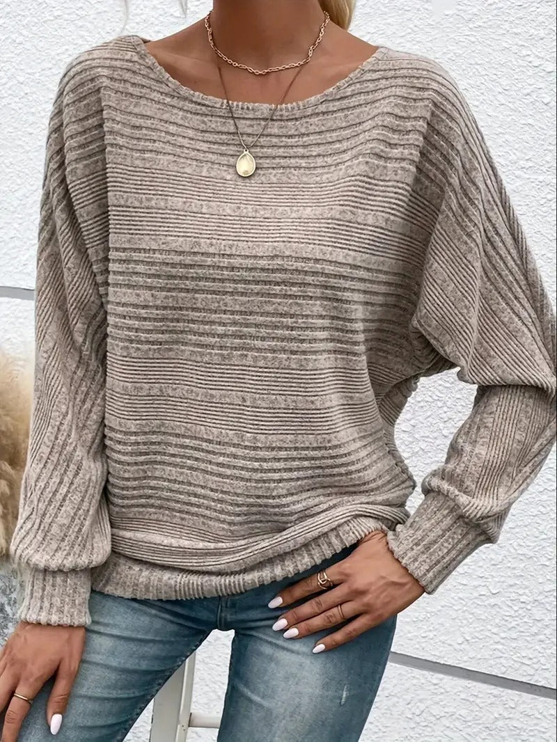 Nat | Unifarbener Pullover mit weiten Ärmeln für Damen