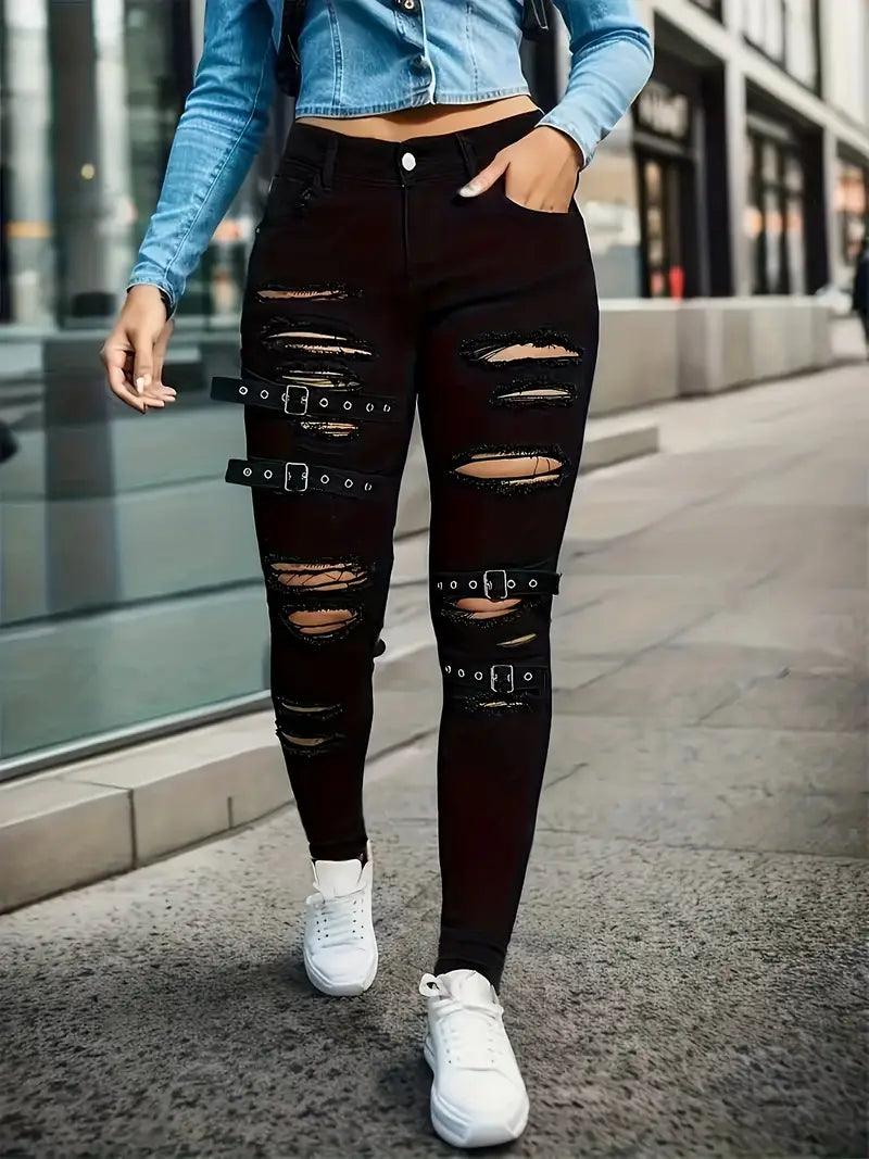 Hannah – stylische, zerrissene, schicke röhrenjeans - LOVEZOE