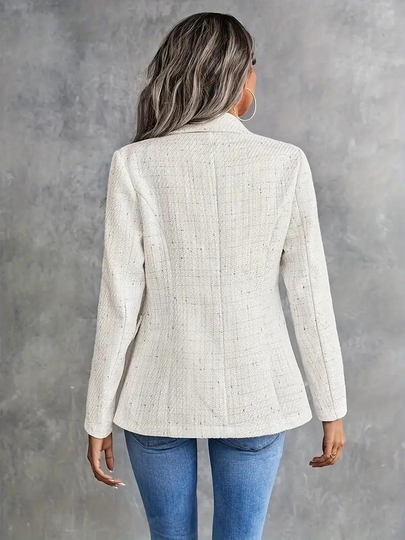 Mia – eleganter beige tweed-blazer für den frühling - LOVEZOE