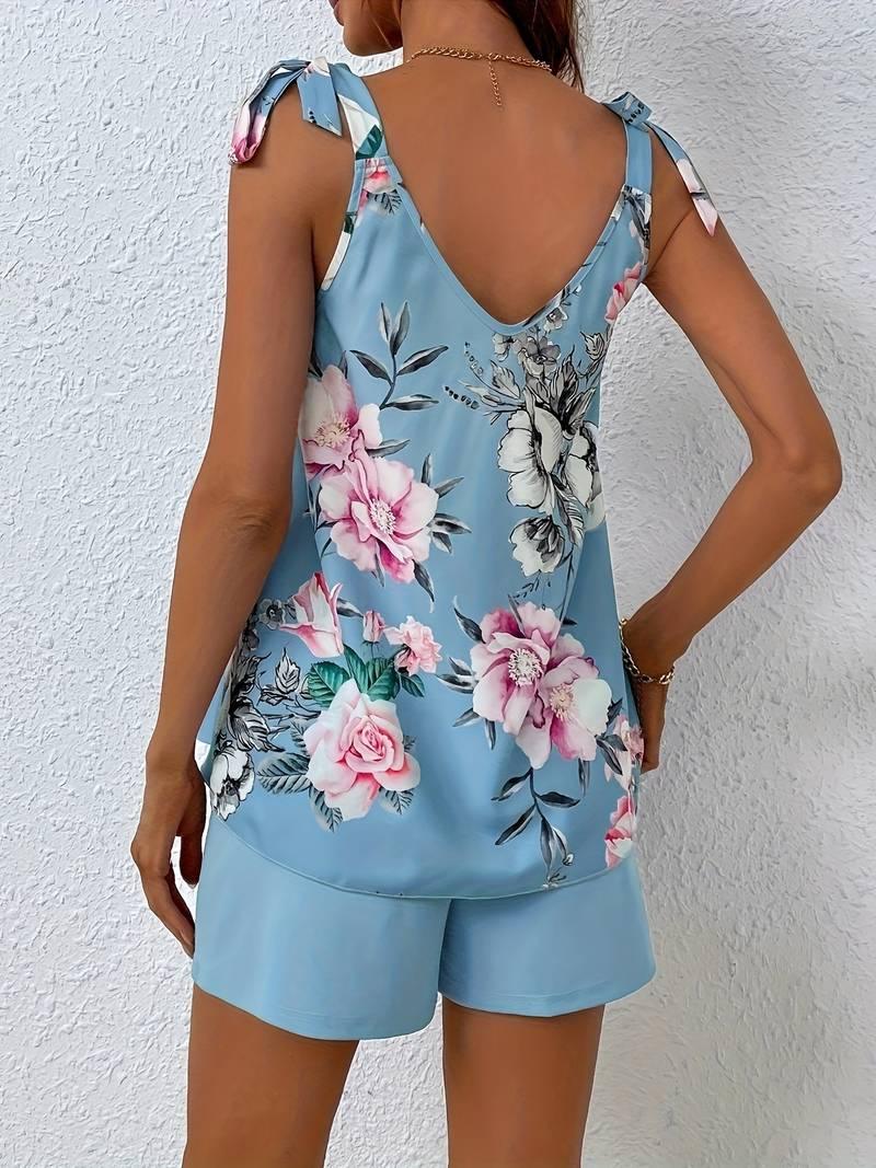 Hailey – tanktop mit blumendruck und einfarbige shorts - LOVEZOE