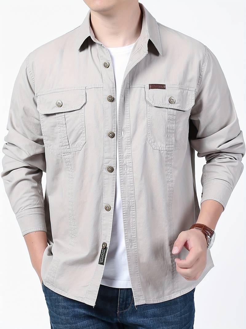 Michael – bequemes langarm-button-down-shirt für herren - LOVEZOE