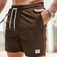 Nathan – gerippte, schmal geschnittene, bequeme shorts mit kordelzug und taschen - LOVEZOE