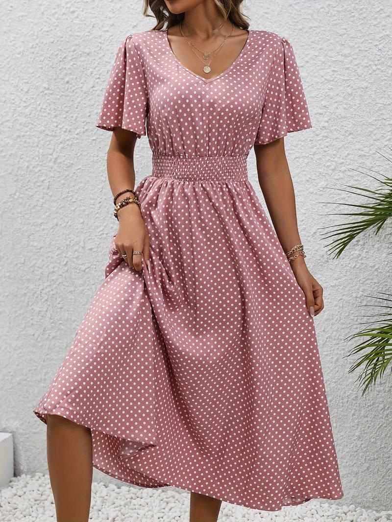 Mia – allover-print-kurzarmkleid für frühling und sommer - LOVEZOE