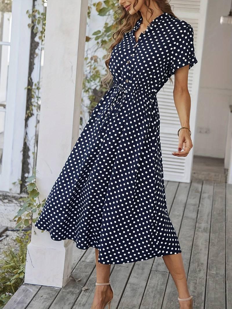 Chloe – a-linien-kleid mit polka-dot-print und v-ausschnitt - LOVEZOE