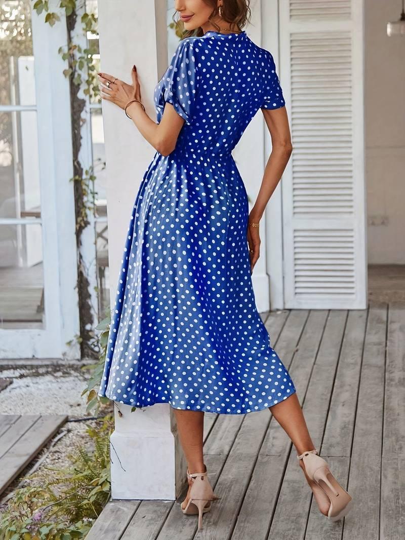 Chloe – a-linien-kleid mit polka-dot-print und v-ausschnitt - LOVEZOE